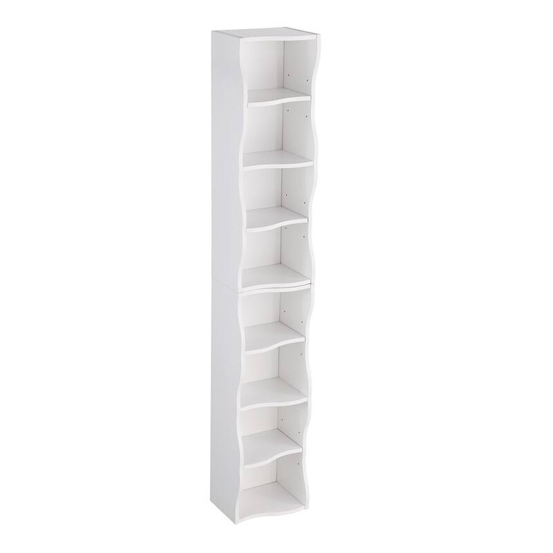 Wavy Border 8-Tier Adjustle Shelf - Modular Ultra-Thin Bookcase for Home Office & Display