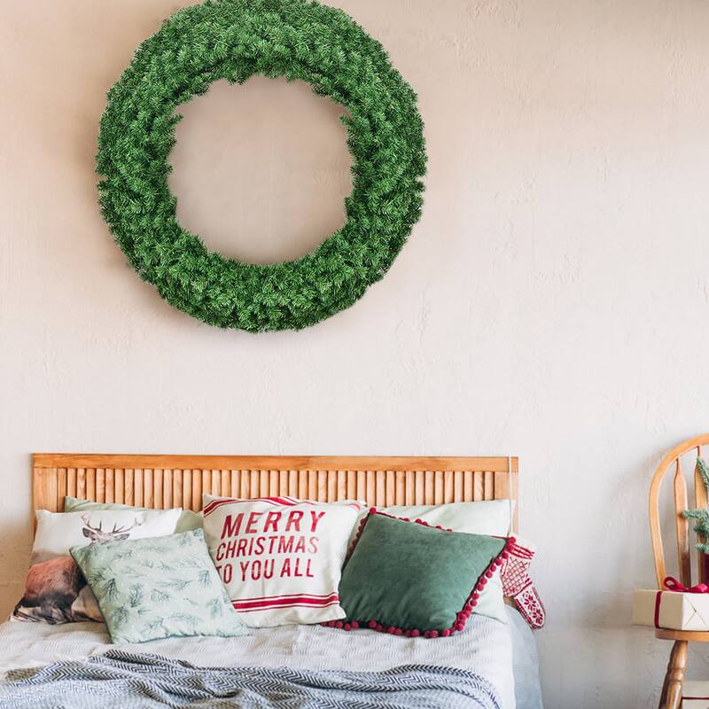 48" Pre-lit Cordless Artificial Christmas Wreath with 200 LED Lights