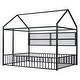 preview thumbnail 11 of 40, House-Shaped Design Metal Full Size Bed Frame with Fence and Shelves