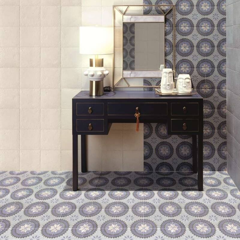 Verity Poppy 8x8 Matte Porcelain Encaustic Tile - Floor, Wall, Backsplash