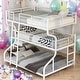 preview thumbnail 1 of 7, Full XL Over Twin XL Over Queen Size Triple Bunk Bed With Ladder for Home White