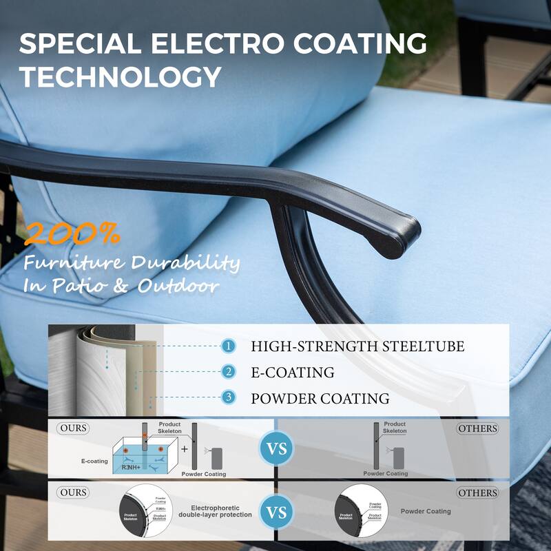 MAISON ARTS 5-Piece Patio Conversation Set with 28'' Gas Fire Pit Table