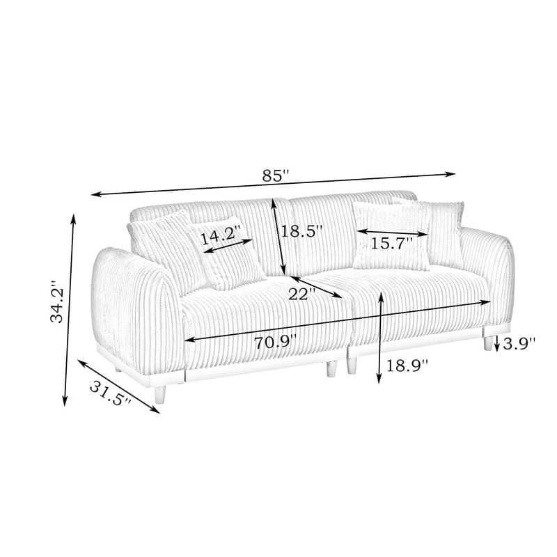 85" Corduroy Upholstered Three-Seat Sofa（New）