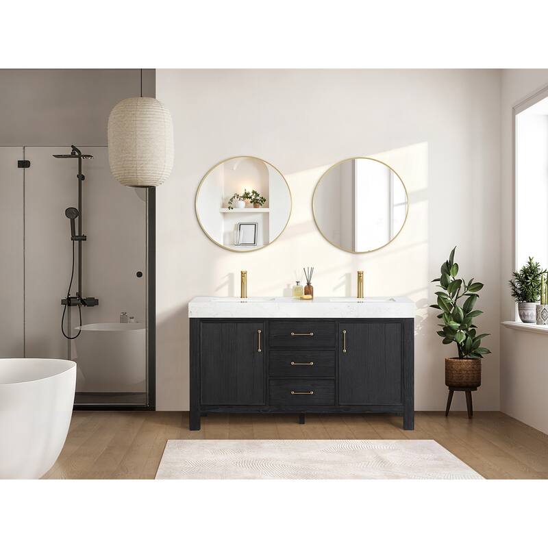 Leon 60 in. Double Bathroom Vanity with Composite Stone Top