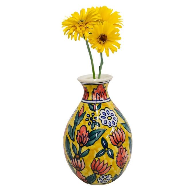 Home&Manor Ceramic Bottle Vase Multicolor