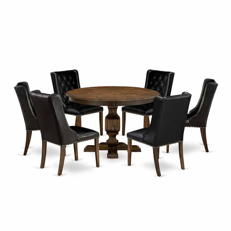 HomeStock 3-Piece Distressed Jacobean Finish Solid Wood Top Dining Table with 2 Chairs