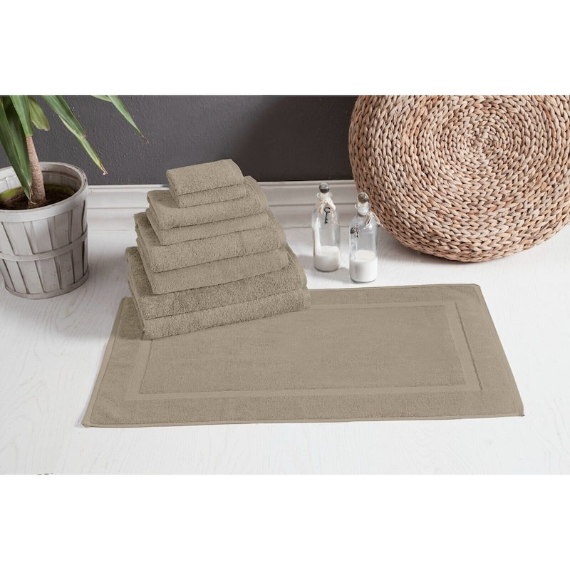 CTT %100 Turkish Cotton Towel Set 8 or 9 Pcs Quick Dry and Absorbent - 9 Piece - Beige