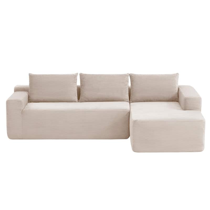 96.9" L-Shaped Corduroy Sectional Sofa, No Assembly Required