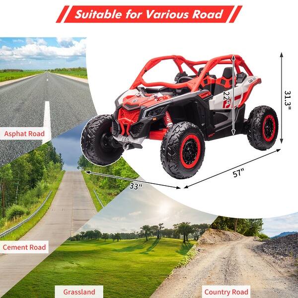 dimension image slide 0 of 6, Ride on UTV Car, Licensed Can-Am Electric Off-Road Car, 23" Large Seat, 4WD Kids Truck w/Remote Control