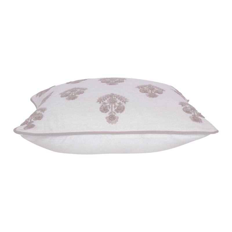 Handwoven Floral Damask Square Throw Pillow - 20" - Cream and Taupe