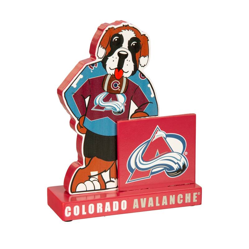8 in. Wooden Mascot Statue with Team Logo, Colorado Avalanche