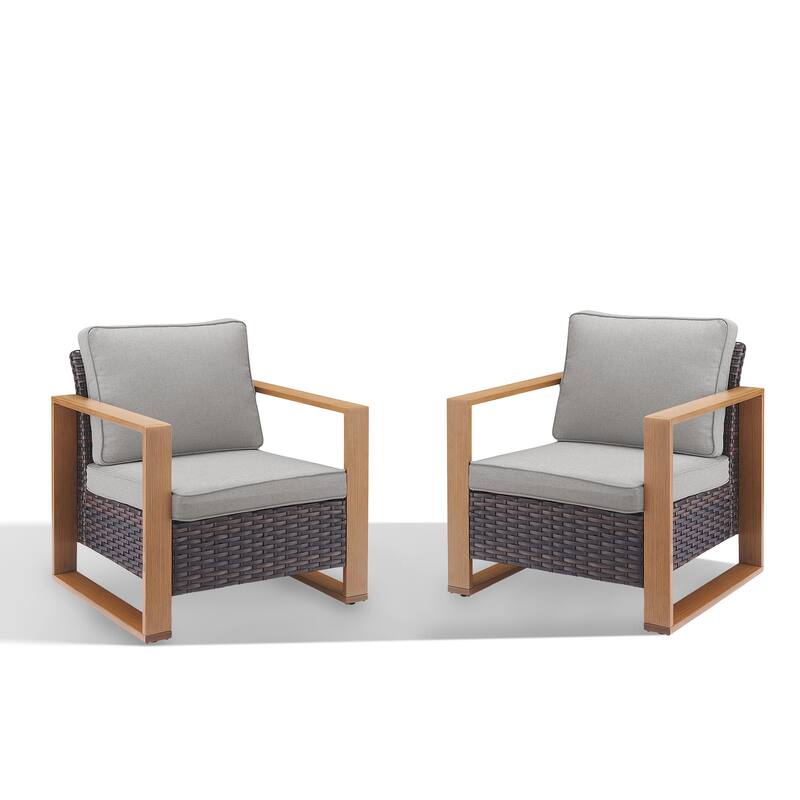 Gymojoy 2 Pieces PE Rattan Wicker Chairs with Cushion