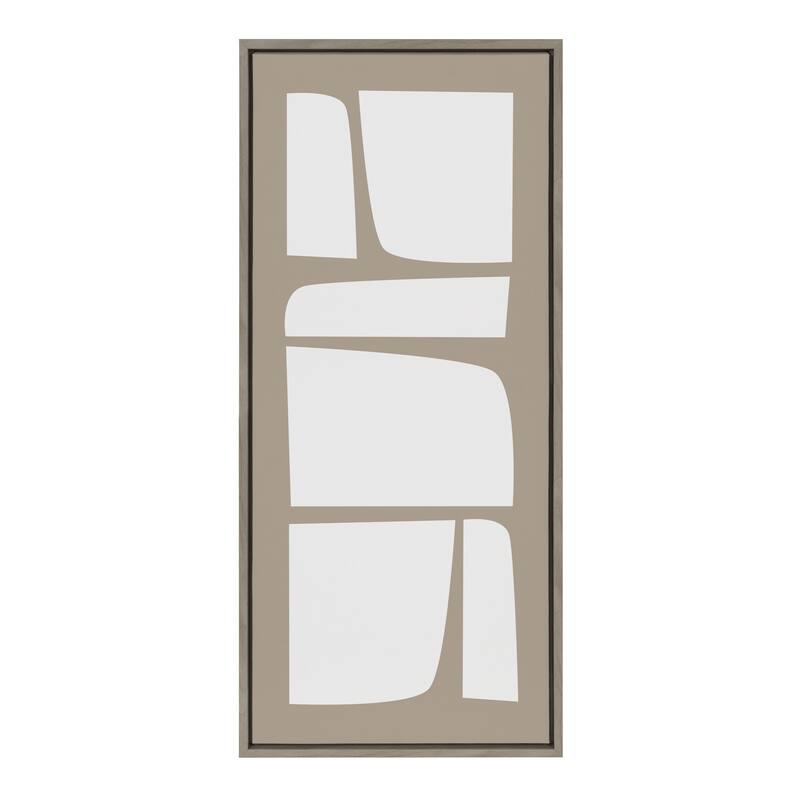 Kate and Laurel Sylvie Neutral Abstract Aztec Shapes Panel Framed Canvas by The Creative Bunch Studio