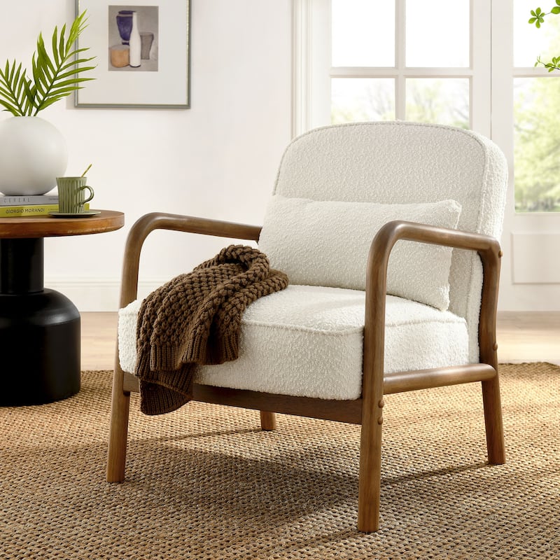 Charlie Boucle Upholstered Armchair - Ivory