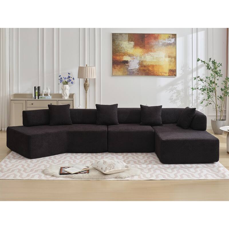 140" L-Shape Cloud Sectional Couch w/ Chaise, Modern Modular Sofa with Deep Seat, Upholstered Couches No Assembly Required