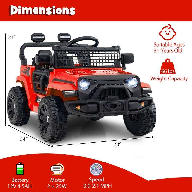 Gymax Kids Ride on Car Truck 12V Battery Powered Electric Vehicle w/