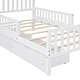 preview thumbnail 8 of 50, Wood Platform Bed with 2 Storage Drawers & Both Sides Guardrails, Storage Bed Frame for Bedroom, Guest Room