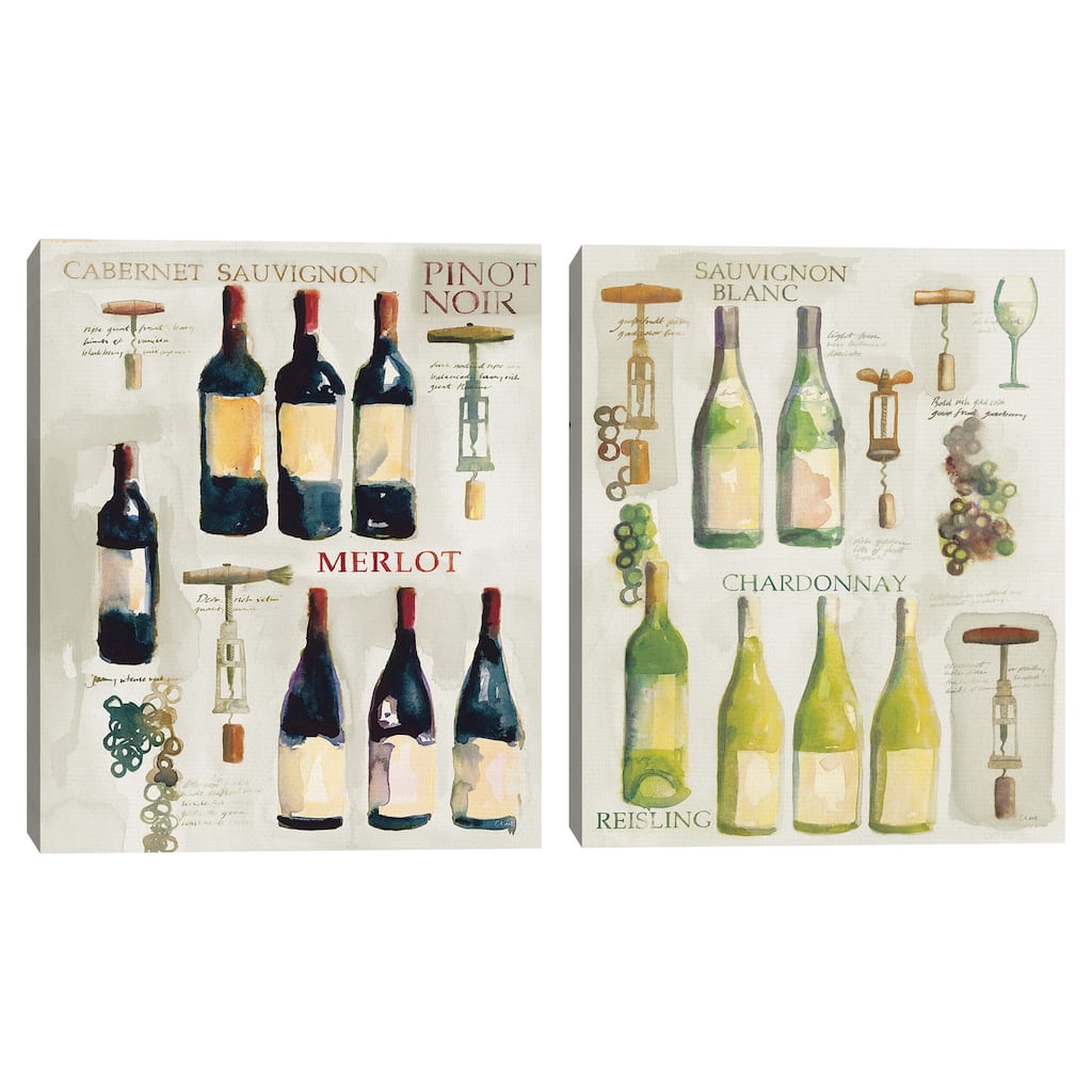 Wine Collage by Michael Clark Canvas S/2 by Michael Clark Canvas Art Prints
