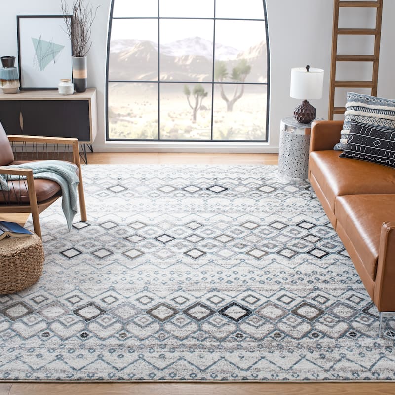 SAFAVIEH Amsterdam Bridget Moroccan Boho Rug - 11' x 15' - Ivory/Grey - Rectangle