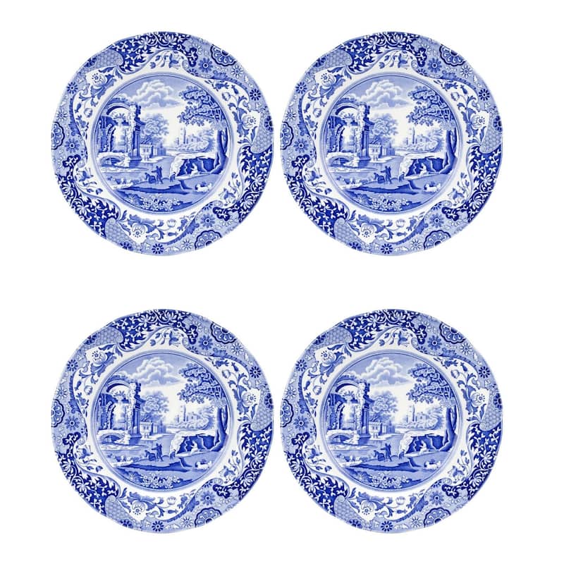 Spode Set of 4 Blue Italian Plates -  9-Inch - Luncheon Plates