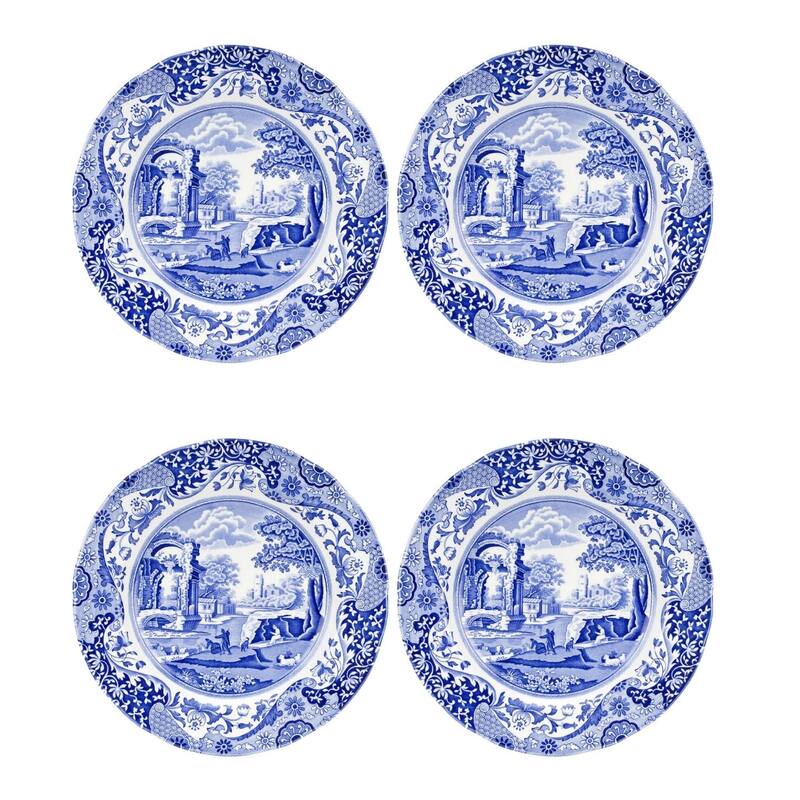 Spode Set of 4 Blue Italian Plates
