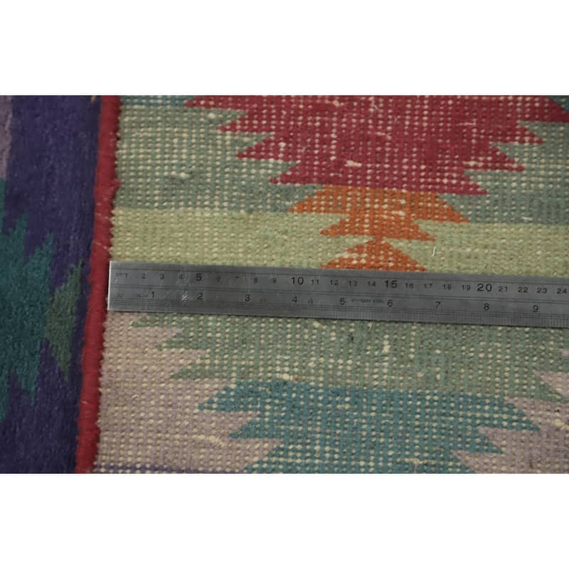Hand-knotted Tribal Wool Multi-Colored Geometric Oriental Area Rug - 8' 10'' X 6' 1''