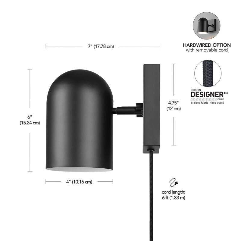 Globe Electric 91009603 7" Tall Wall Sconce with Metal Shade
