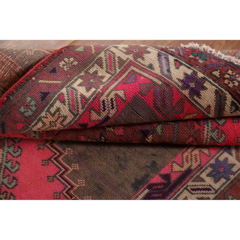 Pink Ardebil Persian Vintage Area Rug Hand-Knotted Wool Carpet - 3'11" x 7'7"