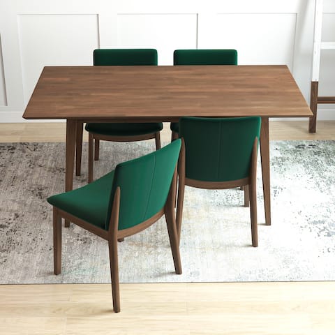Dalibor Modern Solid Wood Walnut Dining Table and 4 Chairs Set