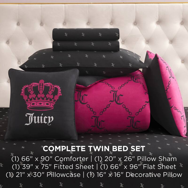 Juicy Couture Link Printed Bed-in-a-Bag Comforter Set