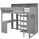 preview thumbnail 4 of 24, Wood Twin Size Loft Kids Bed Frame with Multiple Storage Shelves, Wardrobe, and Built-in Desk, Safety Guaranteed, Grey