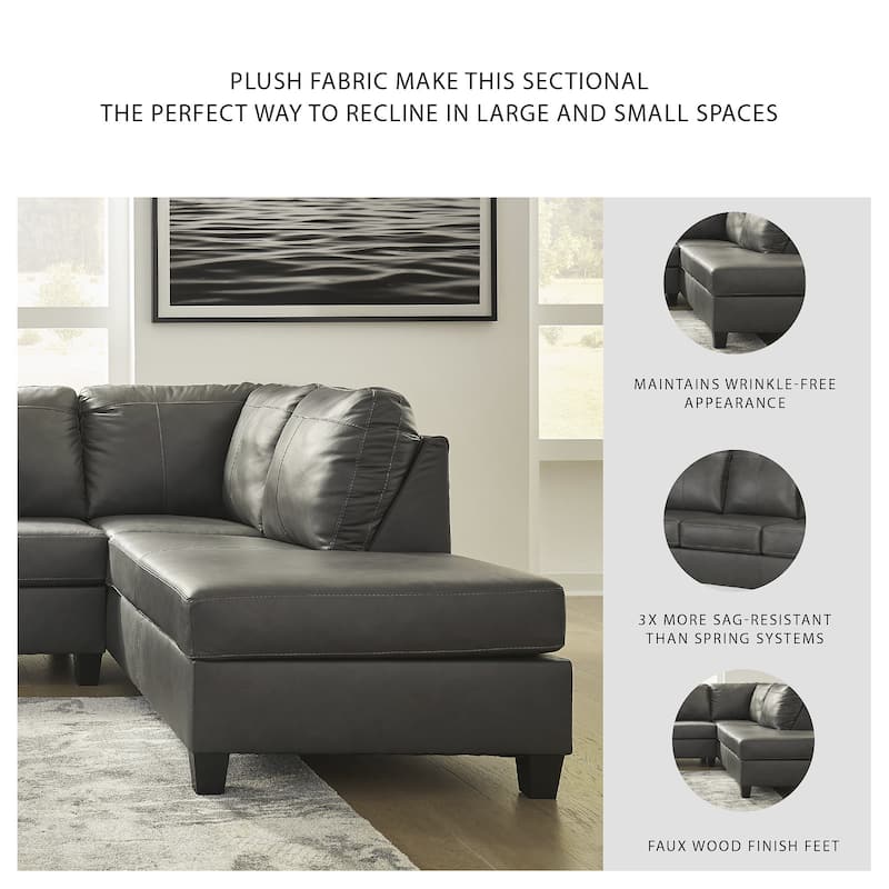 Signature Design by Ashley Valderno Black 2-Piece Sectional with Chaise - 112"W x 87"D x 39"H