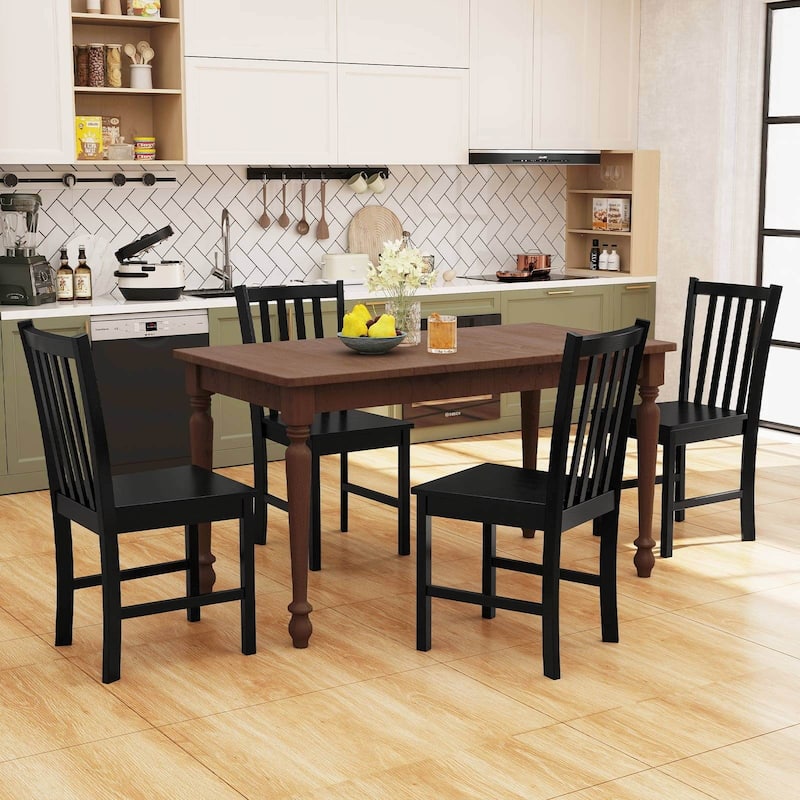 Costway Rustic Dining Chairs Set of 4 with Slat Tilt Backrest, Wide - See Details