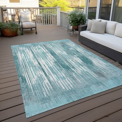 Machine Washable Indoor/ Outdoor Chantille Ombre Abstract Rug