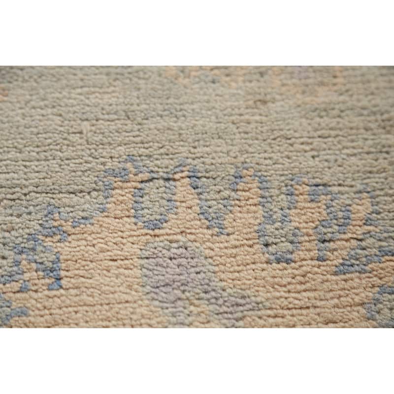 Hand Knotted Oriental 100% Wool Carpet Transitional Floral Green Oushak Runner Rug - 11' 9'' X 3' 1''