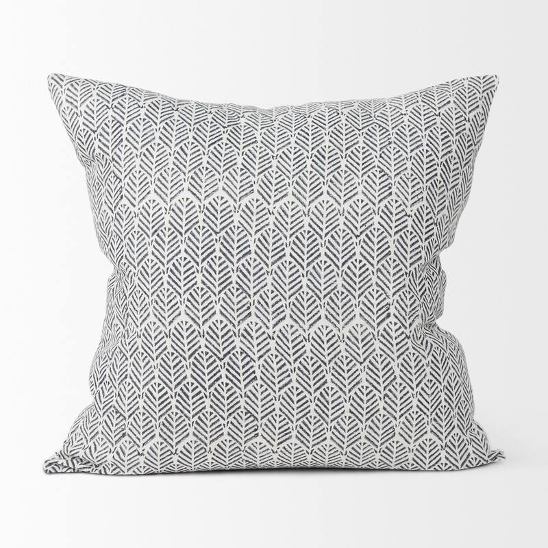Jennelle Cream w/ Indigo Print Linen Square Decorative Pillow Cover