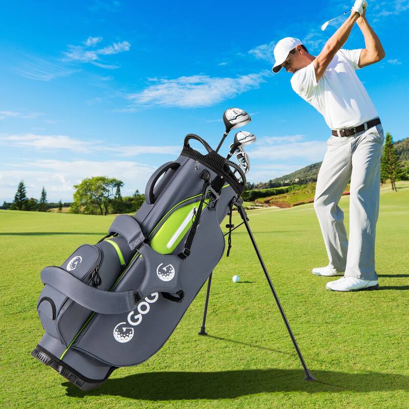 Gymax 8-Way Golf Stand Bag w/ 5 Pockets Lightweight Portable Golf Club
