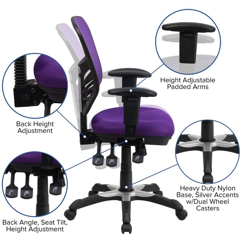 Mid-back Blue Mesh Adjustable Ergonomic Office Chair