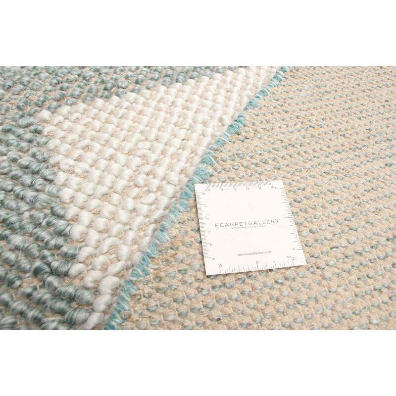 ECARPETGALLERY Braid weave Sienna Teal Wool Rug - 5'11 x 5'11