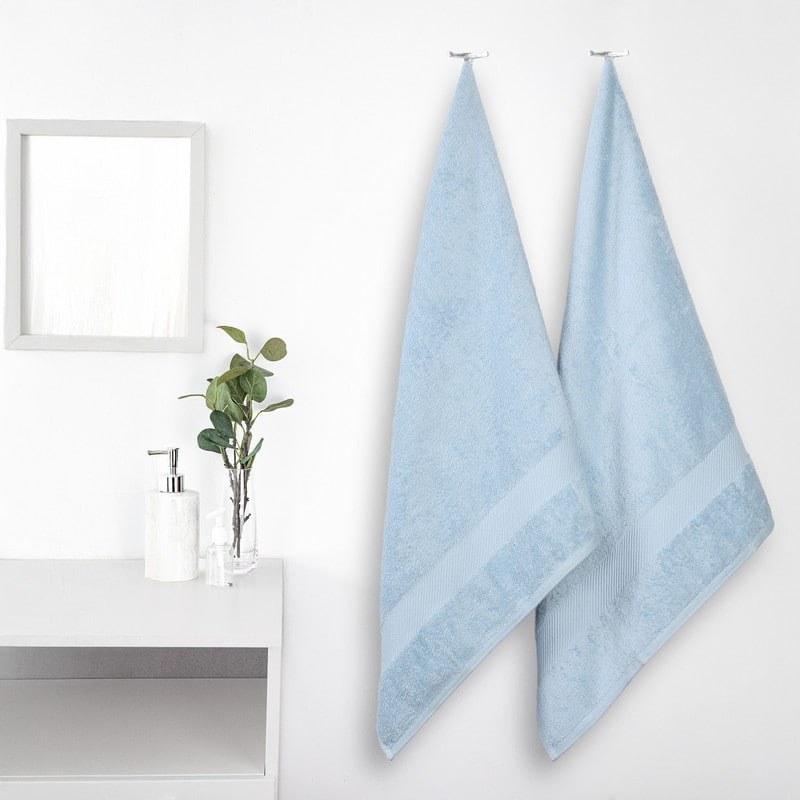 Superior Kendell Egyptian Cotton Solid Medium Weight Bath Towel Set of 2 - Winter Blue