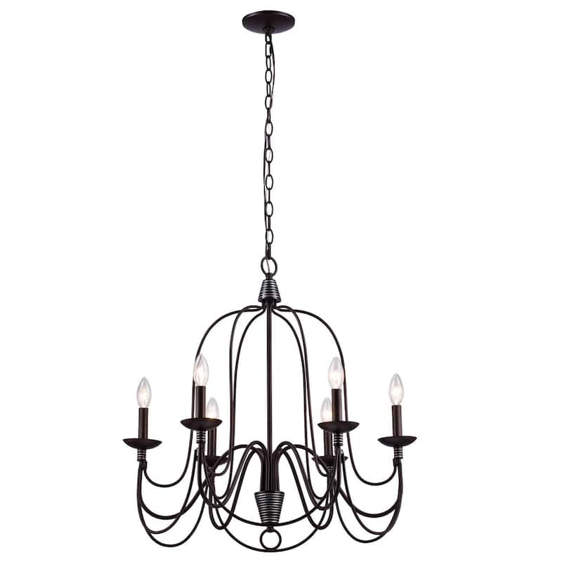 AA Warehousing Blakely 6 light chandelier in Matte Black