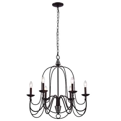 AA Warehousing Blakely 6 light chandelier in Matte Black