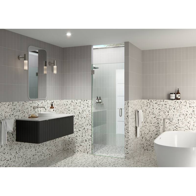 26.75 in. W x 78 in. H Fully Frameless Hinged Shower Door - Width Adj 27.125 - 28.525