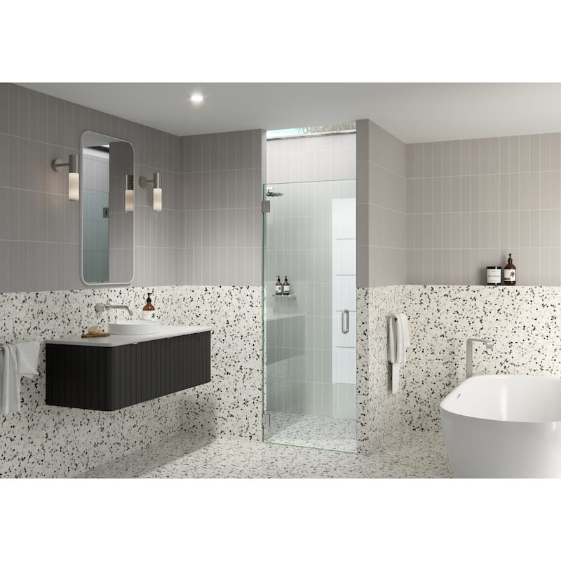 Albedo 28 in. W x 78 in. H Fully Frameless Hinged Shower Door - Width Adj 28.375 - 28.775