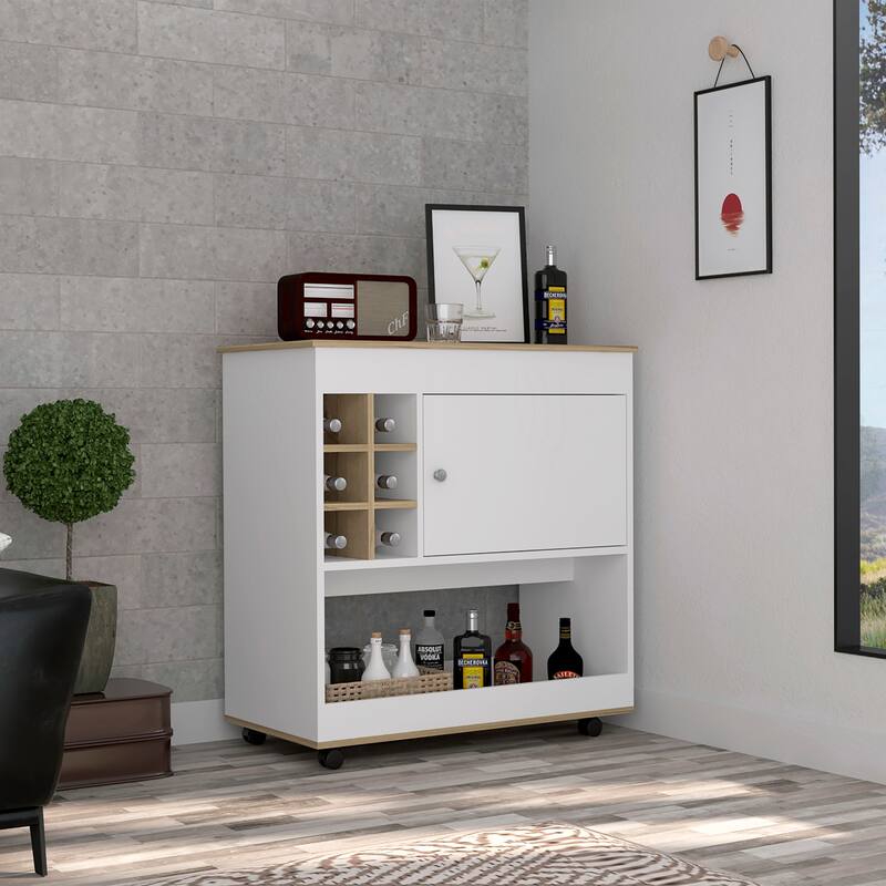 Bar Cart Lower Panel With Six Bottle Cubbies