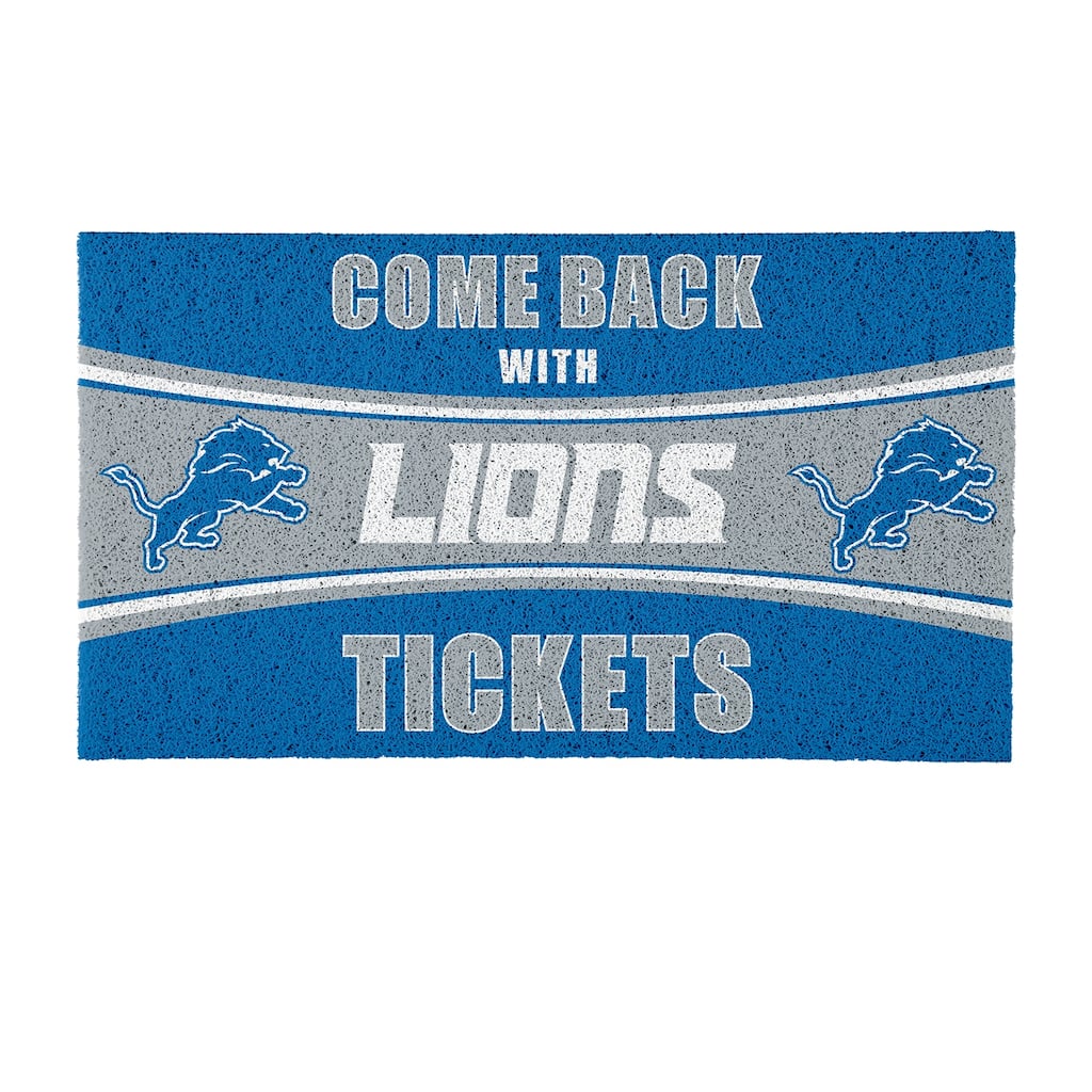 Detroit Lions 28 in. x 16 in. PVC "Come Back With Tickets" Trapper Door Mat