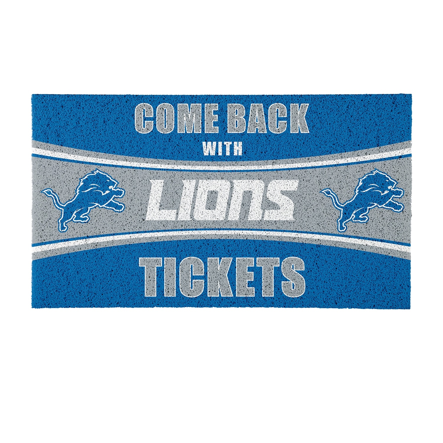 Detroit Lions 28 in. x 16 in. PVC "Come Back With Tickets" Trapper Door Mat