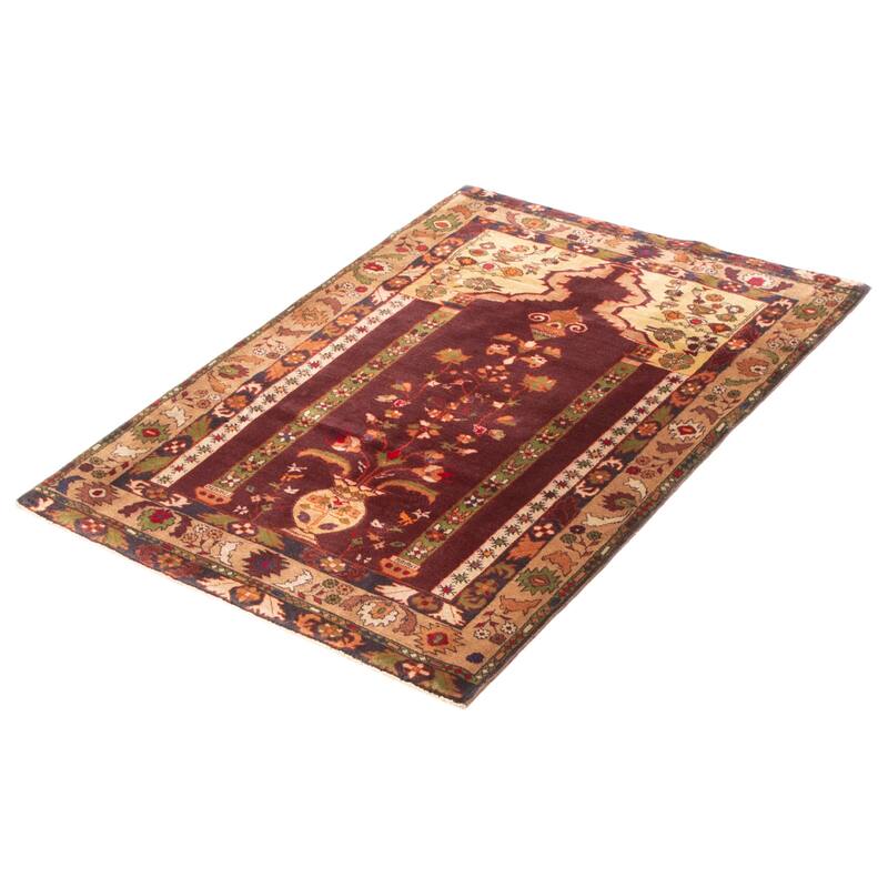 Teimani Burgundy Rug 3'2" x 4'9" - 3'2 x 4'9