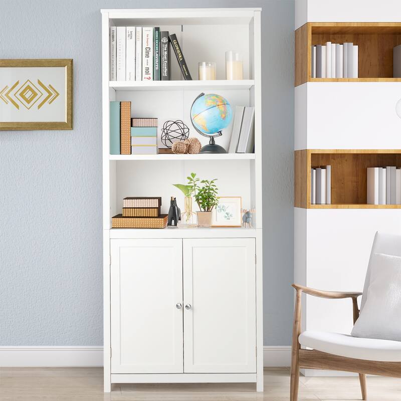 Costway Bookcase Shelving Storage Wooden Cabinet Unit Standing