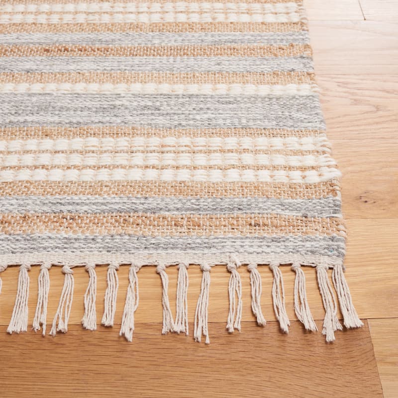SAFAVIEH Handmade Kilim Justice Farmhouse Stripe Jute Rug
